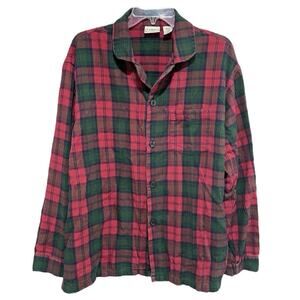 LL Bean Mens Holiday Plaid Flannel Size Large Red Green Heritage Rugged Country